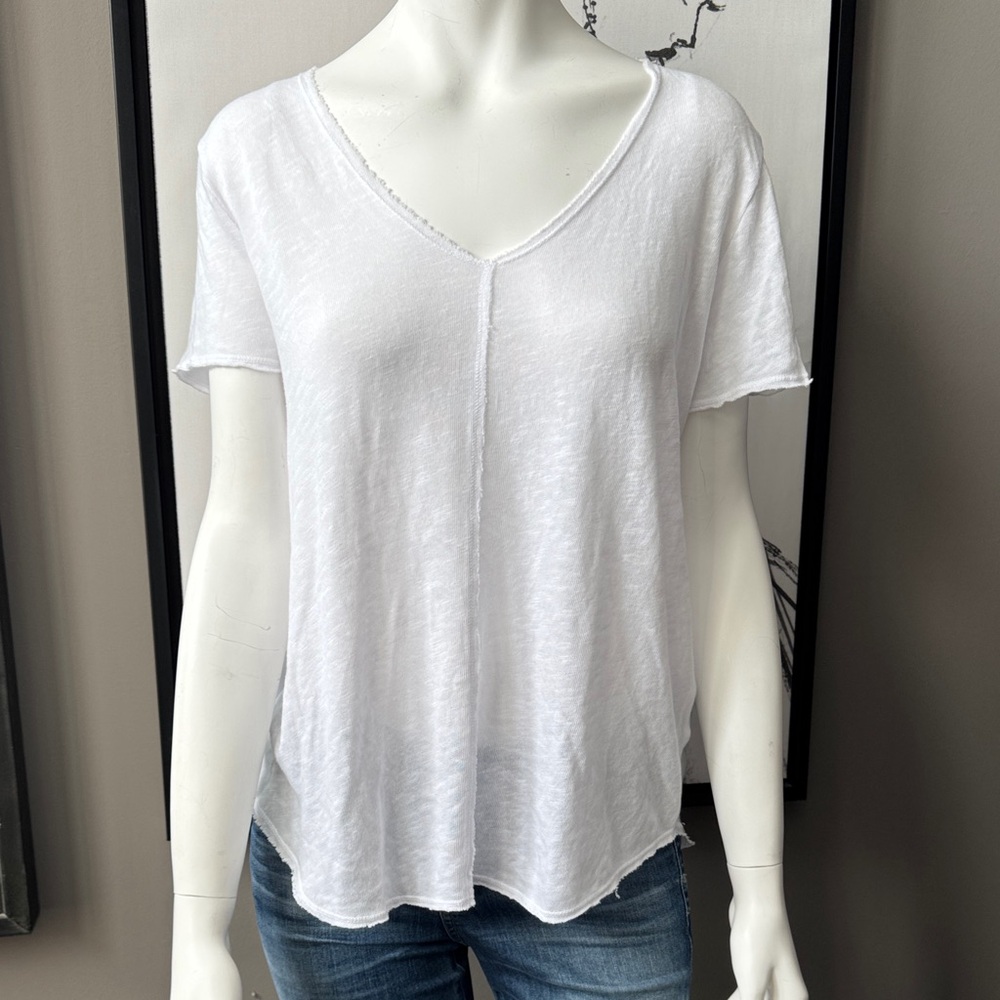 Project Social T White Short Sleeve V-Neck Tee